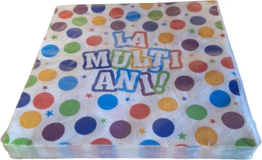 Set 20 Table Napkins Flippy Happy Birthday Collection 33 X 33 Cm Paper Multicolor