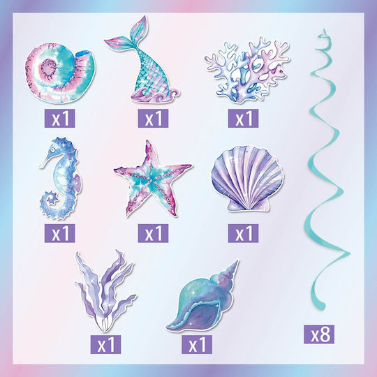 Set 8 Decorațiuni Pălării De Petrecere Sirenă Colecția Flippy Panglici Incluse Multicolore