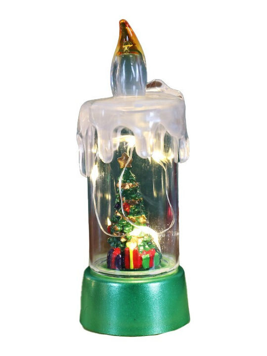 Crăciun Sticlos Lumânare Verde 13x5cm.