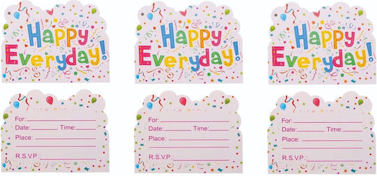 Set 10 Party Invitations Flippy Happy Everyday Design 17 X 12 Cm Multicolor