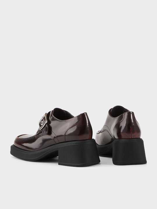 Dorah Leather Pointed Toe Heels With Medium Burgundy Heel