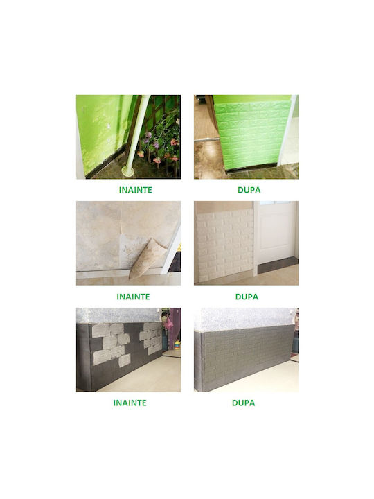 Set 10 Wandsticker Flippy Selbstklebend 70 X 77 Cm 3,5 Mm Dicke 5,3 Qm Abdeckung PVC Ziegelmuster Grau