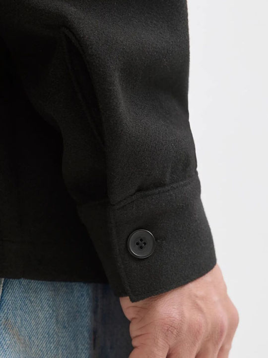Langärmeliges Overshirt in Enge Passform Schwarz