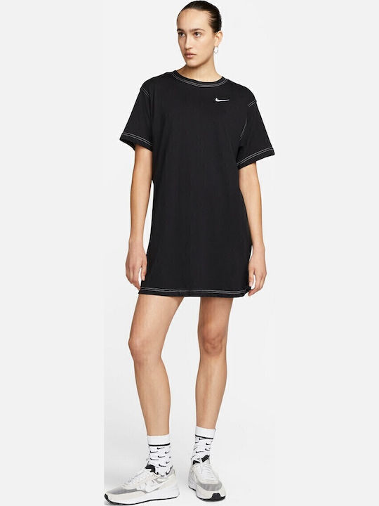 Sportswear Swoosh Summer Mini Athletic Dress T-Shirt Short Sleeve Black