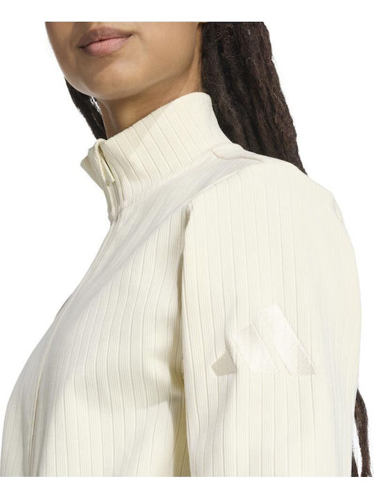 Winterized Damen Sweatshirtjacke Ecru