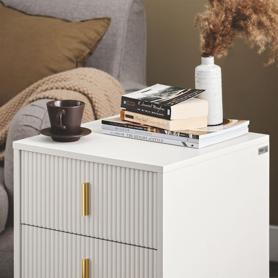 Metal White Bedside Table 40x40x63cm