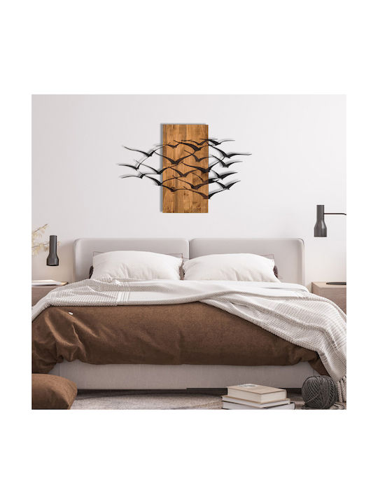Homemarkt Wall Decor Birds Hm4805-metal Leaves Black-wood 86x3 Depth X58height