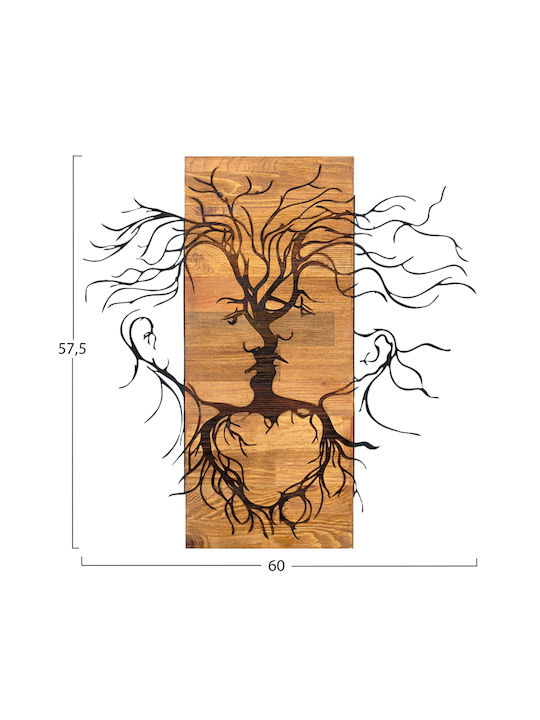 Homemarkt Wall Decor Faces Hm4807-metal Leaves Black-wood 60x3 Depth X57 5pcs