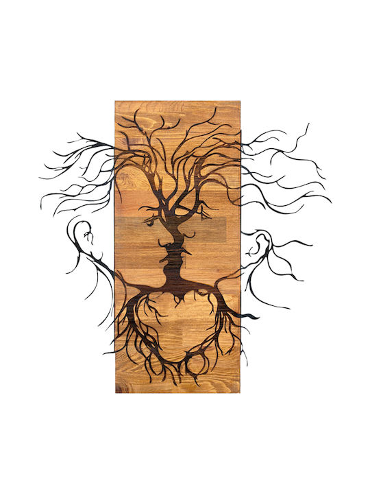 Homemarkt Wall Decor Faces Hm4807-metal Leaves Black-wood 60x3 Depth X57 5pcs
