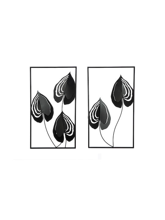 Embossed Wall Decor Leaf Pattern Metallic Black 2 Variety 30x2x55cm 30x2x55cm 4063387622209