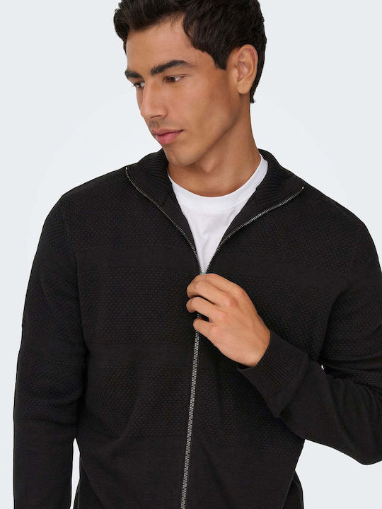 Cardigan Tricotat pentru Bărbați Black