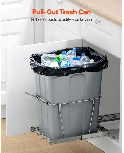 Vevor Plastic Grey Waste Bin for Cabinet 40.7x28.5x48.3cm