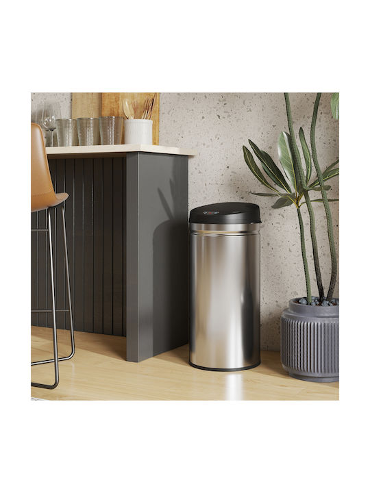 HomCom Waste Bin from Stainless Steel with Sensor Black 42lt