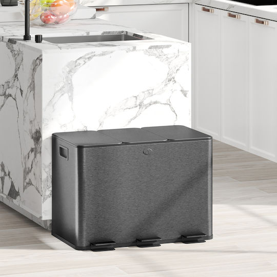 HomCom HomCom Recycling Bin from Inox Steel with Pedal 20L Black