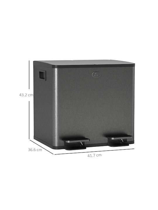 HomCom Waste Bin Recycling made of Stainless Steel Black 15lt 1pcs