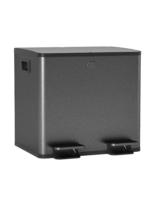 HomCom Waste Bin Recycling made of Stainless Steel Black 15lt 1pcs