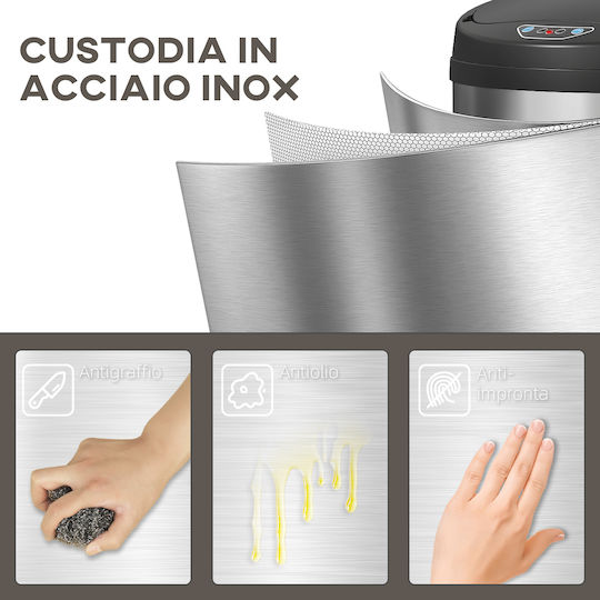 HomCom HomCom Mülleimer aus Inox mit Sensor 42l Silber