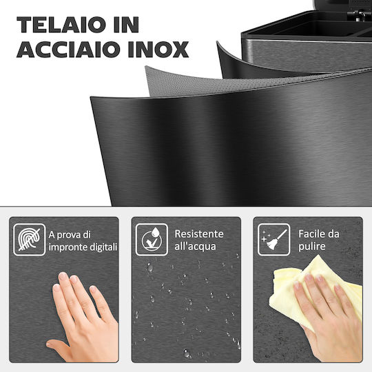 HomCom HomCom Recycling Bin from Inox Steel with Pedal 20L Black