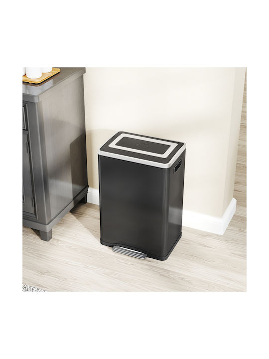 HomCom Waste Bin Recycling made of Stainless Steel Black 20lt 1pcs