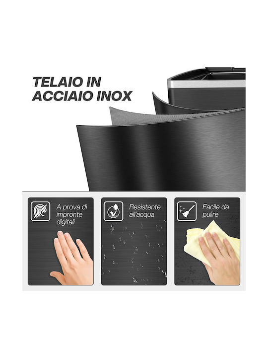 HomCom Waste Bin Recycling made of Stainless Steel Black 20lt 1pcs