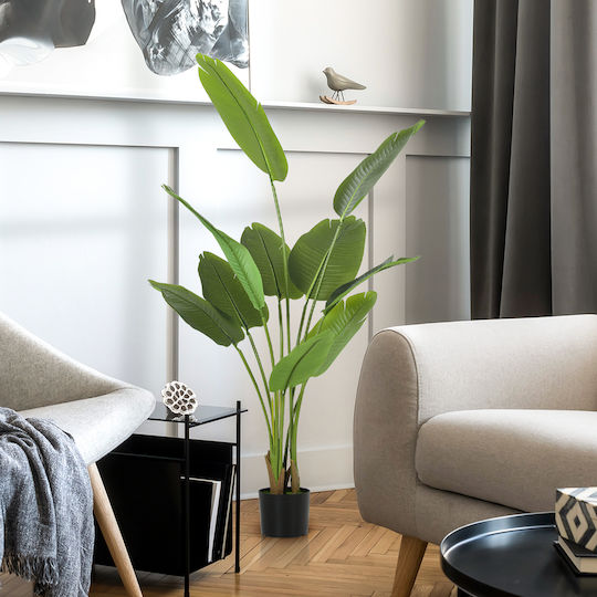 Homcom Artificial Plant Height 160 cm 10 Leaves Green Peva Pot Diameter Ø16.5x13.5 cm 830-982v00gn
