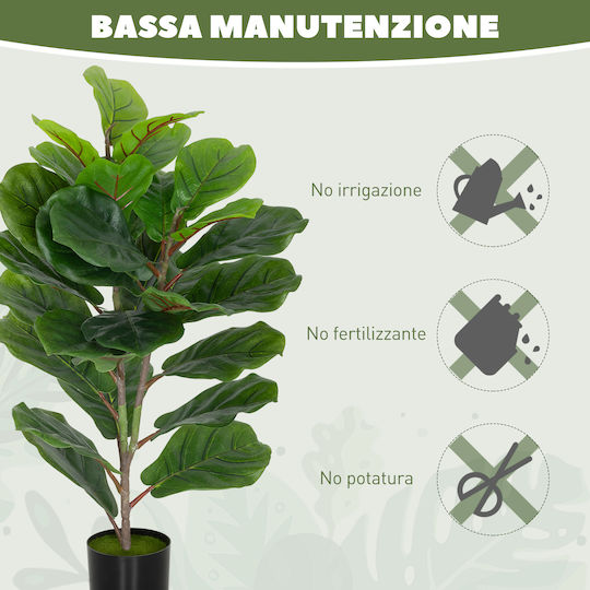 Homcom Τεχνητό Φυτό Ficus Lyrata Ύψους 80 Εκ Εσωτερικούς Χώρους Γλάστρα Διακόσμηση Σπίτι Γραφείο Πράσινο 83c-056v00gn