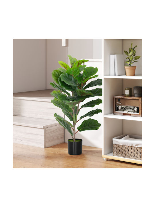 Homcom Artificial Plant Ficus Lyrata Height 80 cm Indoor Spaces Pot Decoration Home Office Green 83c-056v00gn