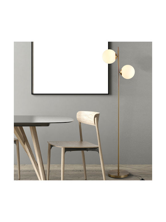 HomCom Lampa de podea Î165xL28cm. cu Soclu pentru Bec E27 Auriu