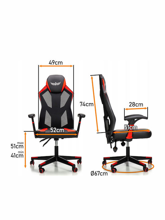 Scaun Gaming Din piele ecologică cu Brațe Reglabile Roșie