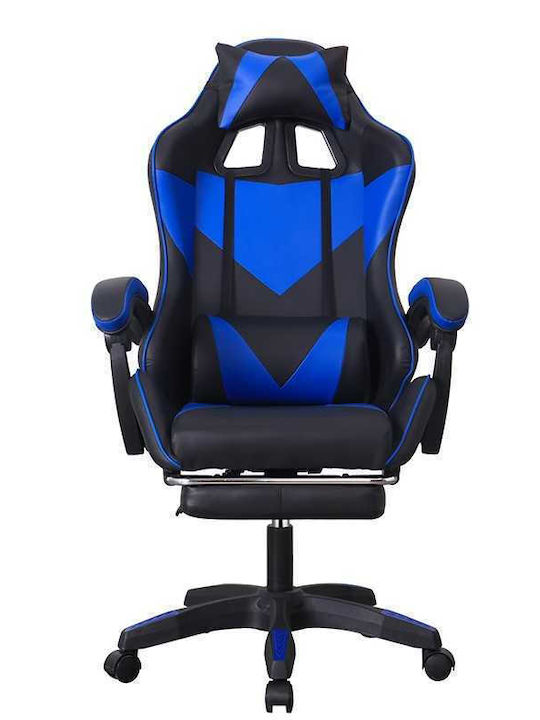 Καρέκλα Gaming Δερματίνης με Υποπόδιο Μπλε