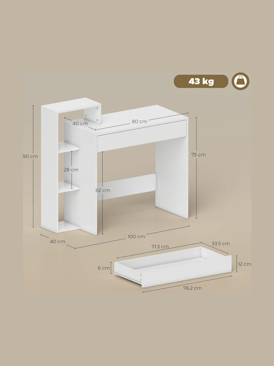 Computer Office Wooden White 100x40x90cm