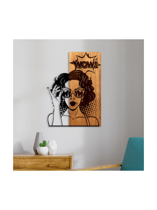 Homemarkt Wall Decor Woman Face Hm4758-metal Leaves Black-wood 42x3 Depth X58h