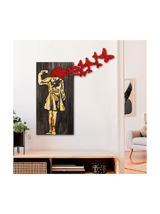 Homemarkt Διακοσμητικο Τοιχου Φιγουρα Κοριτσιου Hm4755-φυλλα Μεταλλου-ξυλο 62x3 Βάθος X70υεκ
