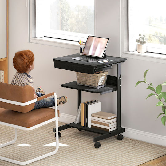Computer Office Wooden Black with Metal Legs 56x51x79cm