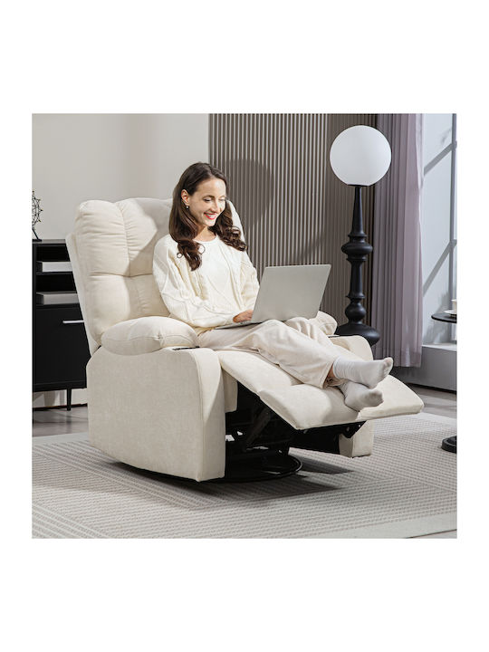Fotoliu Relax Rotativ cu Puf Bej 88x96x108cm