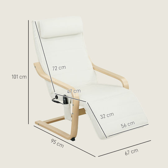 Πολυθρόνα Relax Massage με Υποπόδιο Εκρού 67x95x101cm