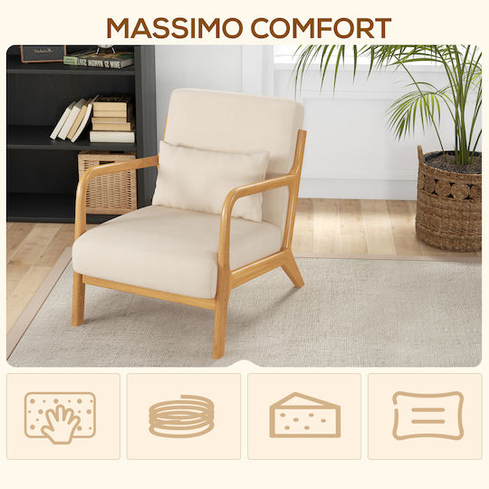 Relaxsessel Samt Beige 61x78x76cm