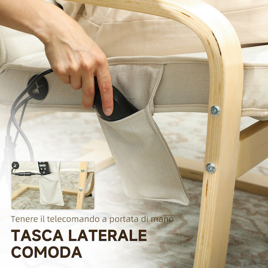 Πολυθρόνα Relax Massage με Υποπόδιο Εκρού 67x95x101cm