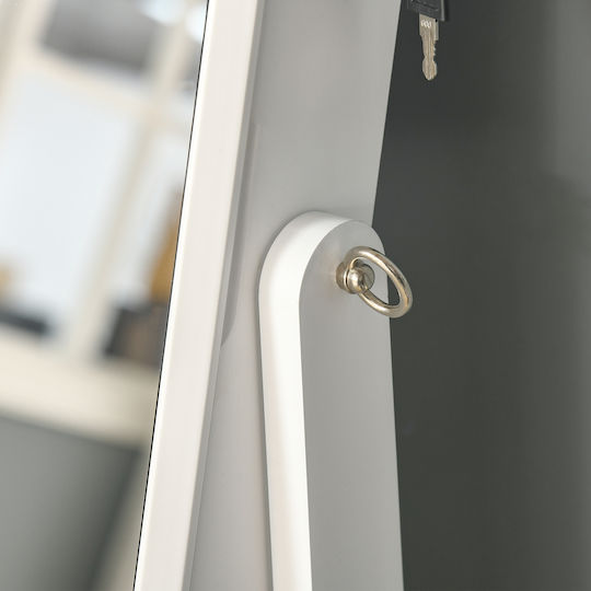 HomCom Floor Mirror with White Wooden Frame