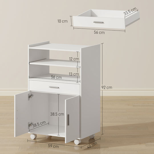 Kleiderschrank Büro mit Rollen White 59x40x92cm