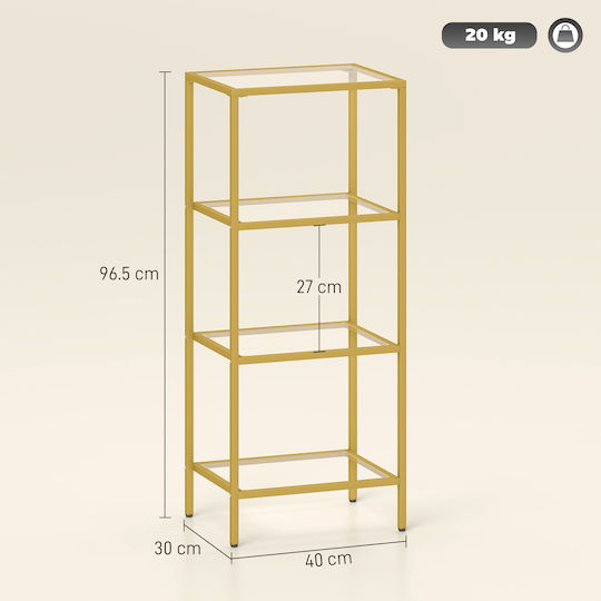 Rectangular Glass Side Table Gold M40xL30xH96.5cm