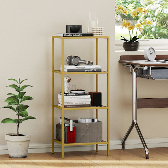 Rectangular Glass Side Table Gold M40xL30xH96.5cm