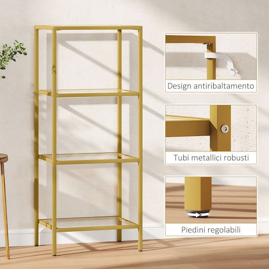 Rectangular Glass Side Table Gold M40xL30xH96.5cm
