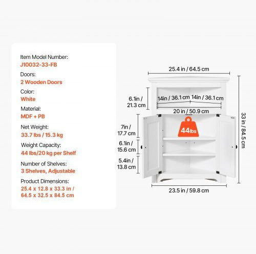 Entry Furniture with Wardrobe White 32x84x64cm