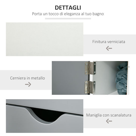 Kleankin Στήλη Μπάνιου Δαπέδου Μ15.2xΒ29.8xΥ118cm Λευκή