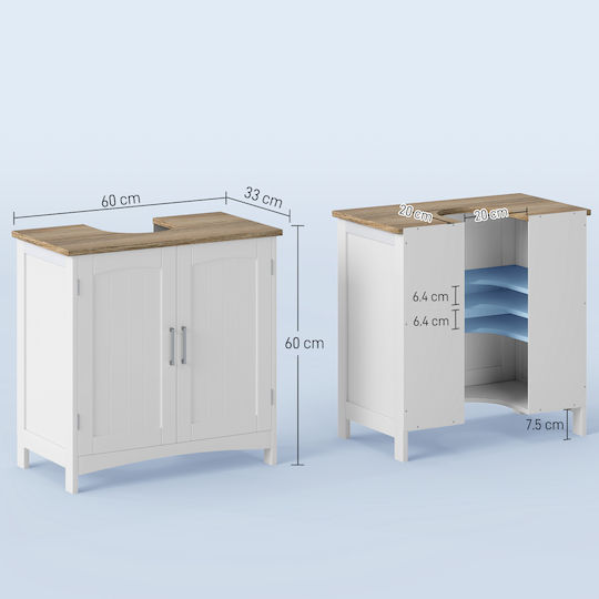 Kleankin Waschtisch mit Waschbecken L60xB60xH33cm White