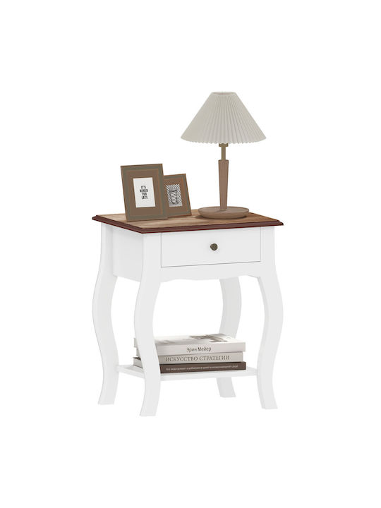 Bedside Table Wooden White 45x35x55cm