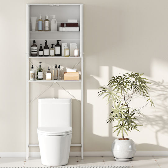 HomCom Floor Bathroom Column Cabinet for Laundry M64xB20xH180cm White