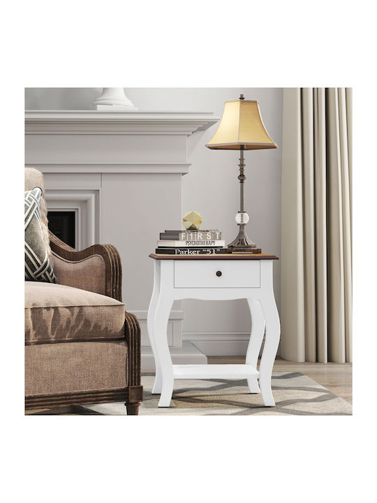 Bedside Table Wooden White 45x35x55cm