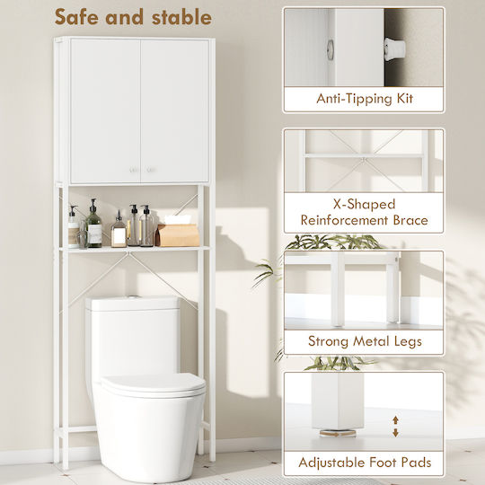 HomCom Floor Bathroom Column Cabinet for Laundry M64xB20xH180cm White